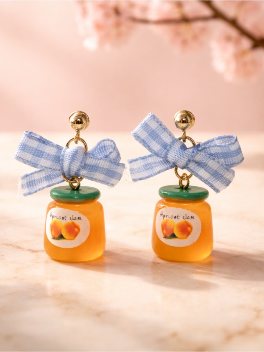 Cute Apricot with Bow Earrings